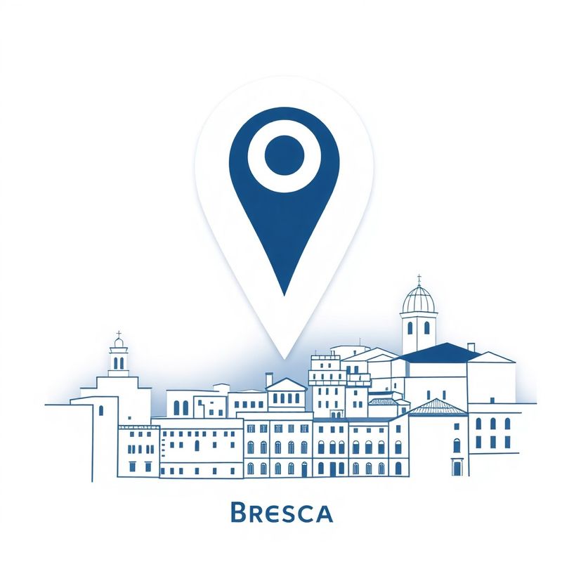 Icona indigo di localizzazione sullo skyline di Brescia